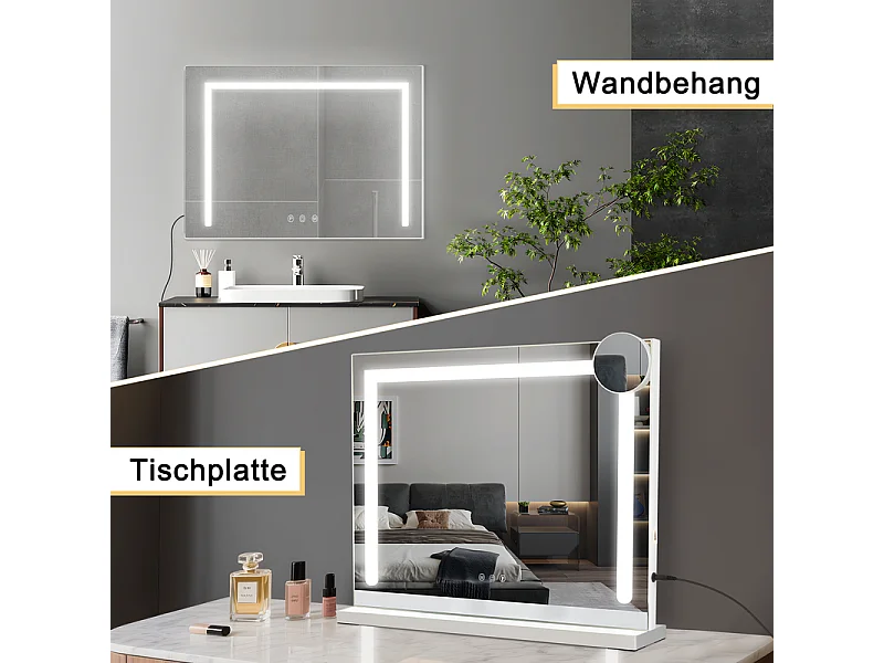 NETTLIFE Lustro kosmetyczne z oświetleniem, Lustro Hollywood z 9 diodami LED, Małe lusterko kosmetyczne z oświetleniem, Obrót o 360°, Lustro stołowe