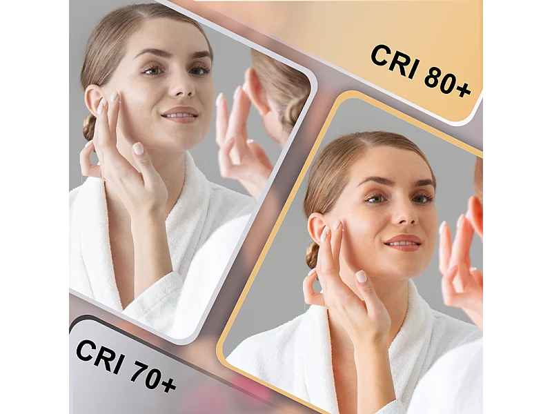 Miroir de maquillage NETTLIFE avec éclairage, 80 x 60 cm, miroir de coiffeuse avec lumière, LED tactile à intensité variable, miroir de courtoisie