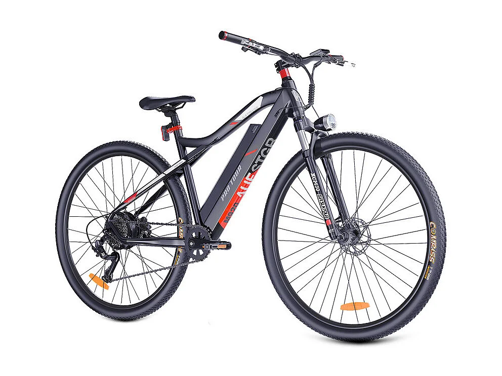 NETTLIFE Herren-Elektro-Mountainbike, 27,5/29 Zoll, 9 Gänge, Shimano-Schaltwerk, Rot