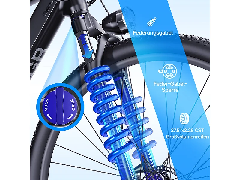 Vélo de montagne électrique NETTLIFE pour homme, 27,5/29 pouces, 9 vitesses, dérailleur Shimano rouge