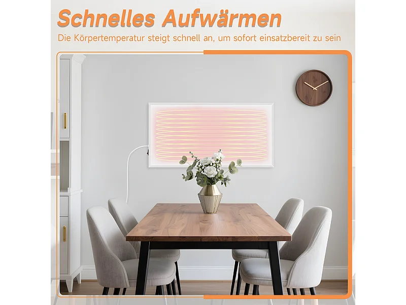 Nettlife Chauffage infrarouge, chauffage mural infrarouge à économie d'énergie - Chauffage électrique mural 170 W avec protection contre la surchauffe