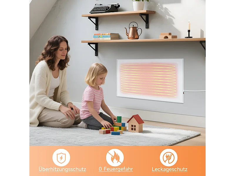 Nettlife Chauffage infrarouge, chauffage mural infrarouge à économie d'énergie - Chauffage électrique mural 170 W avec protection contre la surchauffe