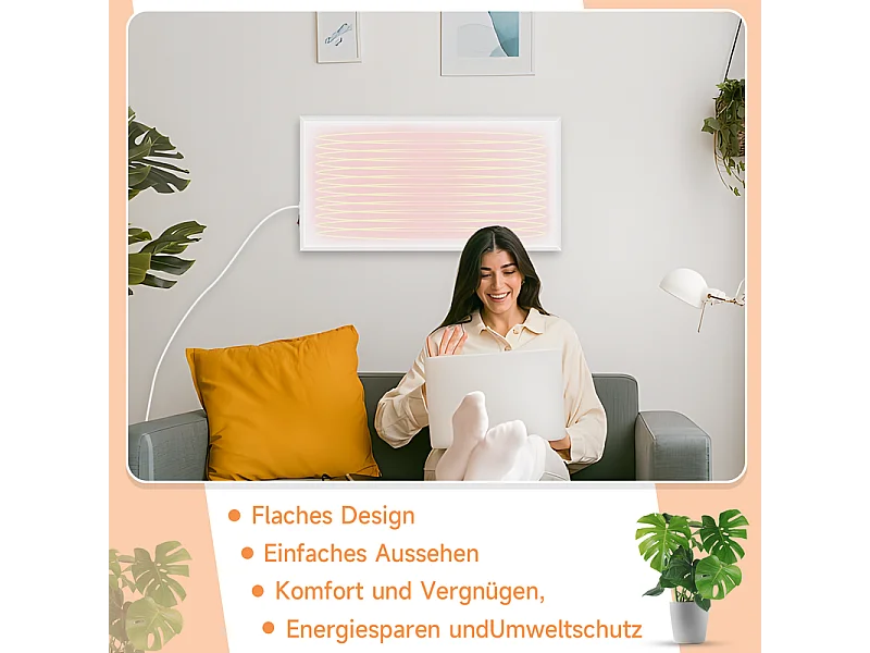 Nettlife Chauffage infrarouge, chauffage mural infrarouge à économie d'énergie - Chauffage électrique mural 170 W avec protection contre la surchauffe