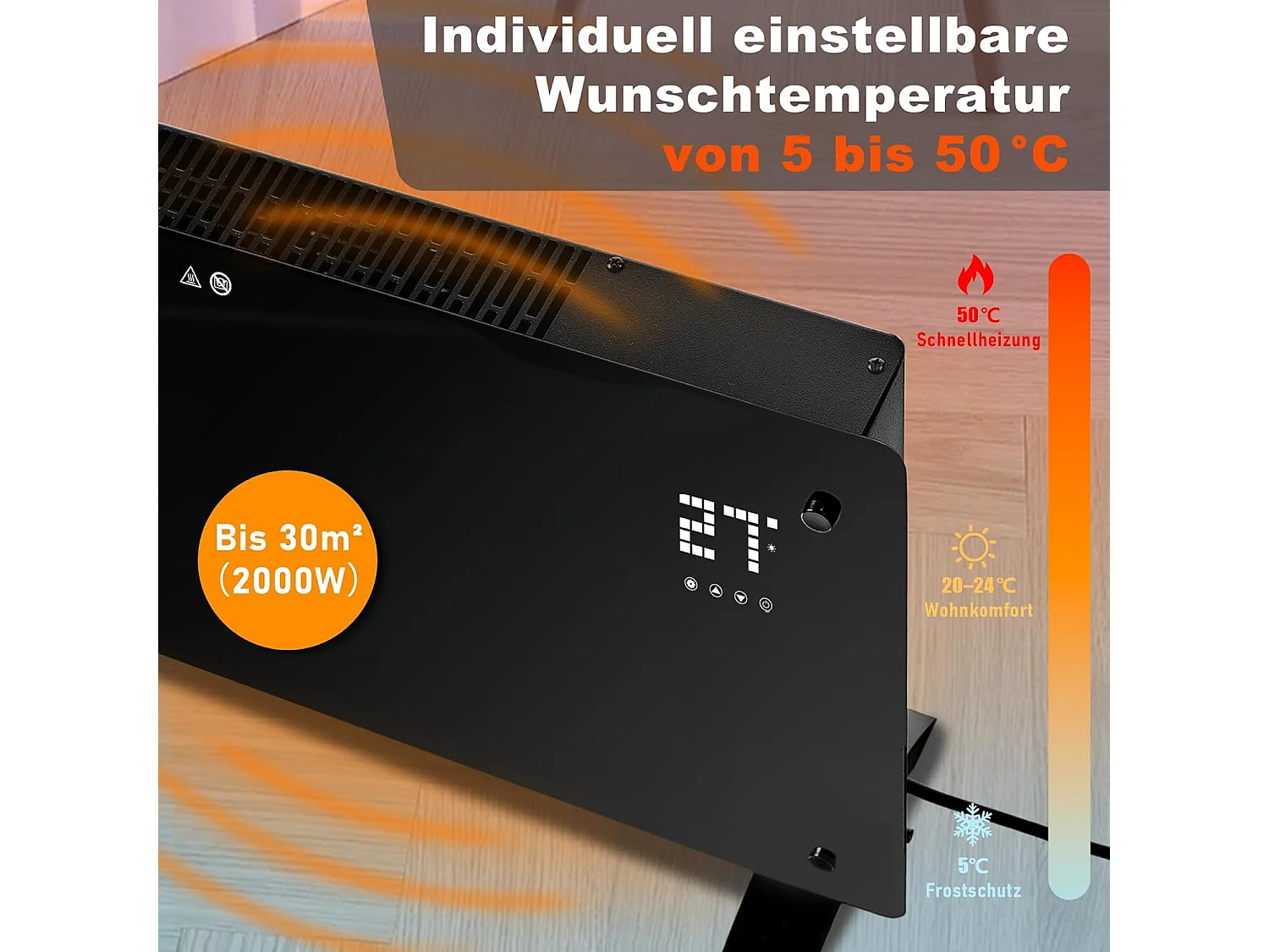 Calefactor eléctrico Nettlife de 2000 W, radiador silencioso con mando a distancia, termostato, temporizador y 2 niveles de potencia.