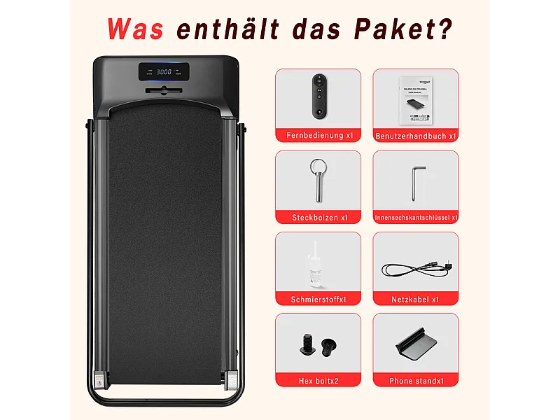 Tapis de course pliable et silencieux NETTLIFE - Mini tapis de course avec rampe 1 à 6 km/h - Moteur 2,0 CV, écran LED et télécommande