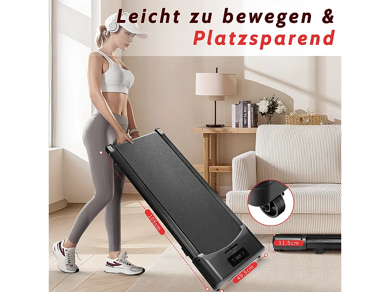 Bieżnia NETTLIFE Walking Pad, kompaktowa i cicha - bieżnia podbiurkowa o prędkości od 1 do 6 km/h, ze wskaźnikiem LED i pilotem zdalnego sterowania.