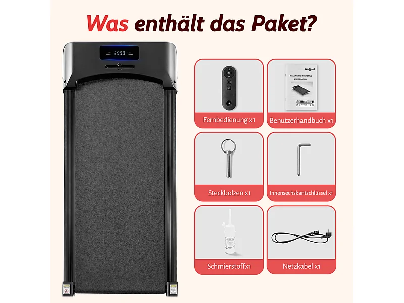 Bieżnia NETTLIFE Walking Pad, kompaktowa i cicha - bieżnia podbiurkowa o prędkości od 1 do 6 km/h, ze wskaźnikiem LED i pilotem zdalnego sterowania.