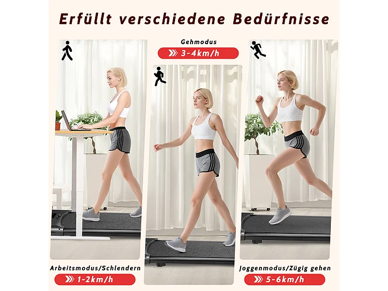 Tapis de course NETTLIFE Walking Pad, compact et silencieux - Tapis de course sous le bureau de 1 à 6 km/h, avec indicateur LED et télécommande.