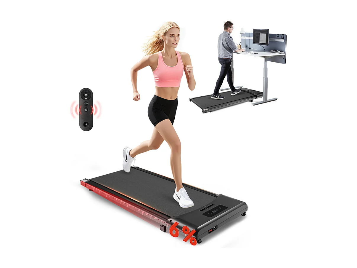 Tapis de course NETTLIFE Walking Pad, compact et silencieux - Tapis de course sous le bureau de 1 à 6 km/h, avec indicateur LED et télécommande.
