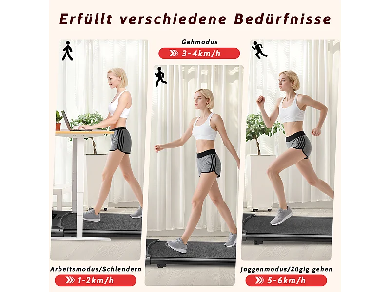 Bieżnia NETTLIFE Walking Pad, kompaktowa i cicha - bieżnia podbiurkowa o prędkości od 1 do 6 km/h, ze wskaźnikiem LED i pilotem zdalnego sterowania.