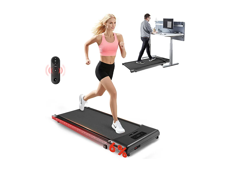 Tapis de course NETTLIFE Walking Pad, compact et silencieux - Tapis de course sous le bureau de 1 à 6 km/h, avec indicateur LED et télécommande.
