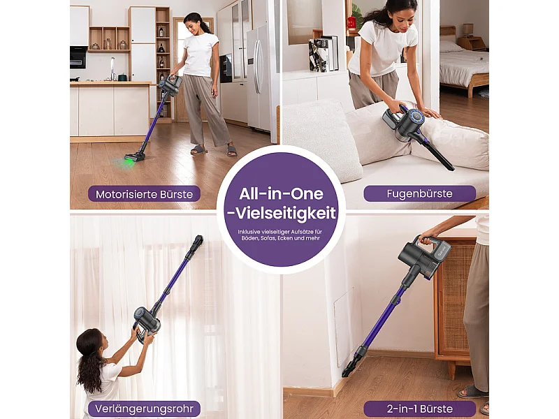 Aspirateur sans fil NETTLIFE, 500W/40000 Pa/40 min, batterie autonome, aspirateur balai léger avec lumière verte, idéal pour sols durs.