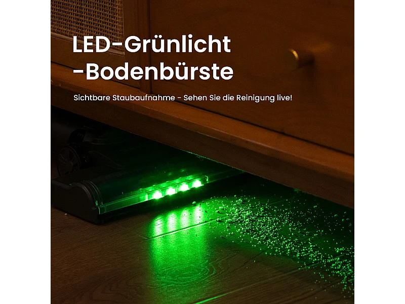 NETTLIFE snoerloze stofzuiger, 500W/40000 Pa/40 min, zelfstandige accu, lichtgewicht steelstofzuiger met groen licht, ideaal voor harde vloeren.