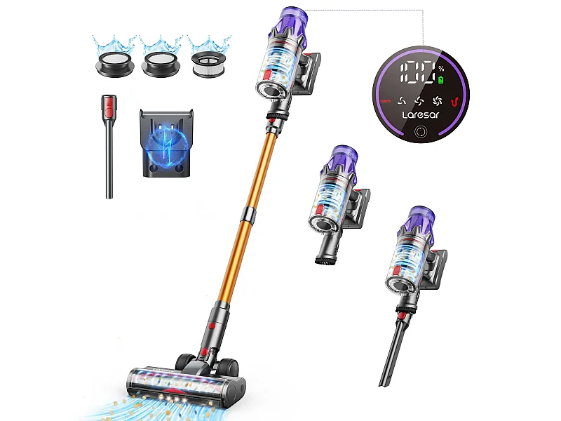 Bezprzewodowy odkurzacz Nettlife, siła ssania 50 kPa, silnik 500 W, czas pracy 60 minut, najwyższej jakości konstrukcja chroniąca zwierzęta i podłogi