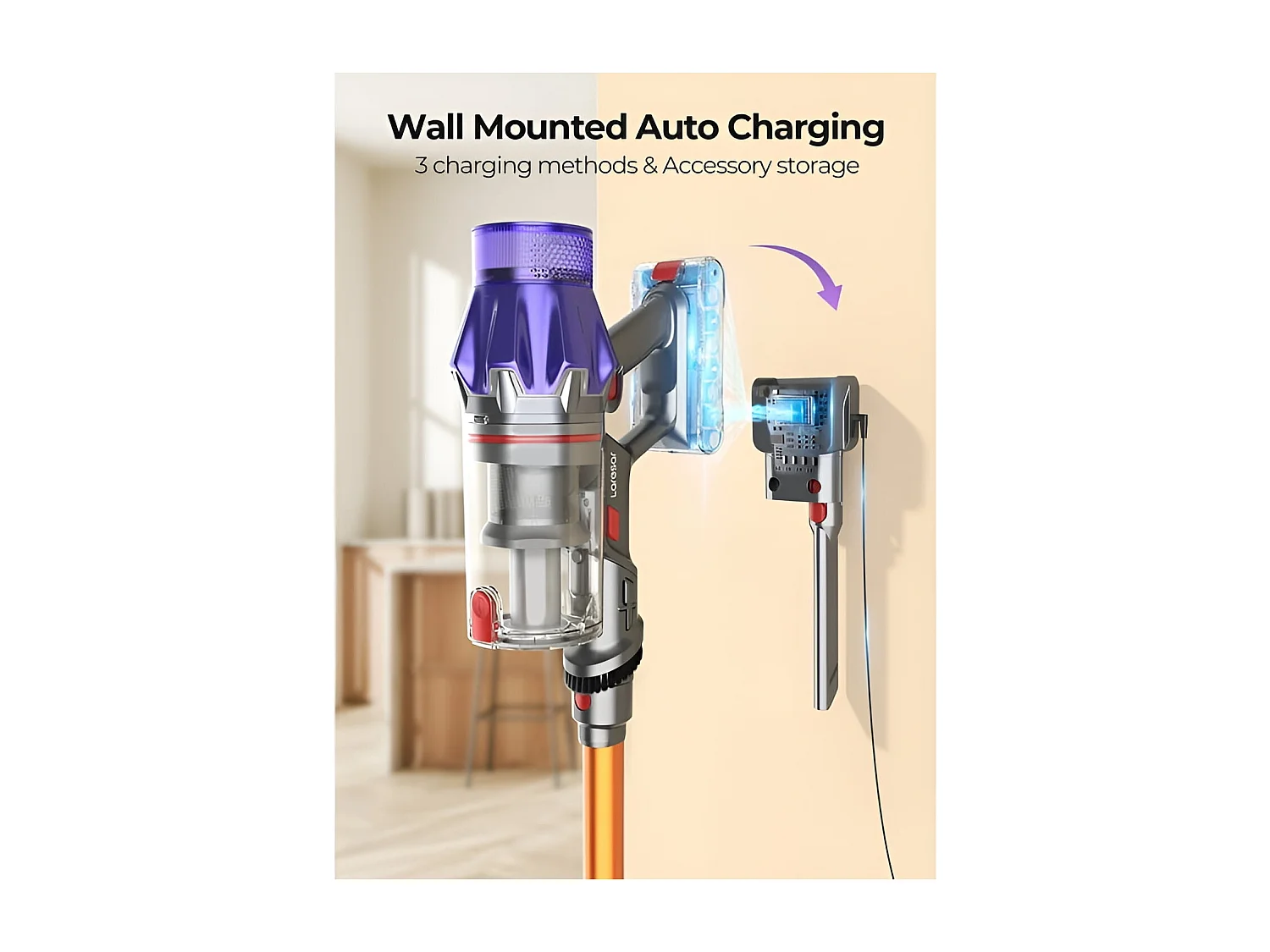 Bezprzewodowy odkurzacz Nettlife, siła ssania 50 kPa, silnik 500 W, czas pracy 60 minut, najwyższej jakości konstrukcja chroniąca zwierzęta i podłogi