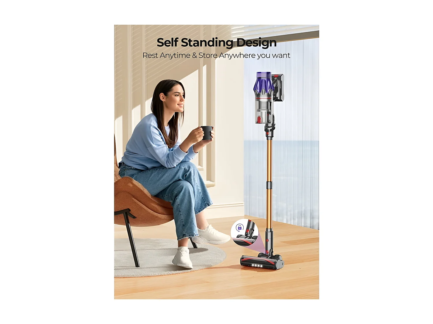 Bezprzewodowy odkurzacz Nettlife, siła ssania 50 kPa, silnik 500 W, czas pracy 60 minut, najwyższej jakości konstrukcja chroniąca zwierzęta i podłogi