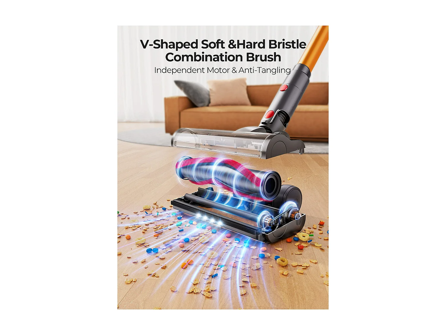 Bezprzewodowy odkurzacz Nettlife, siła ssania 50 kPa, silnik 500 W, czas pracy 60 minut, najwyższej jakości konstrukcja chroniąca zwierzęta i podłogi