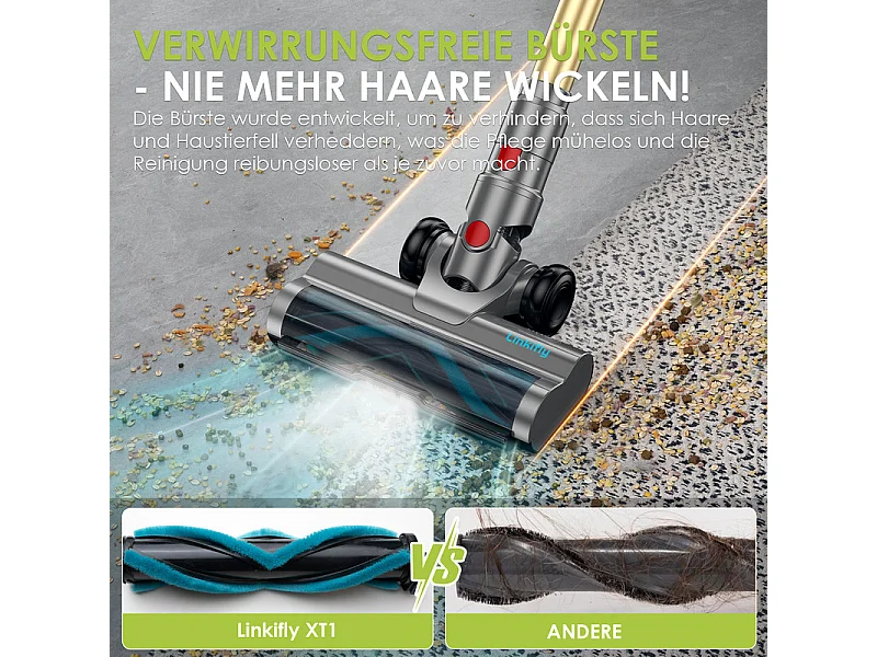 Aspirateur sans fil NETTLIFE, 45000 Pa/550W/60 min, avec brosse anti-emmêlement et moteur sans balais, aspirateur sans fil autonome, écran tactile LED