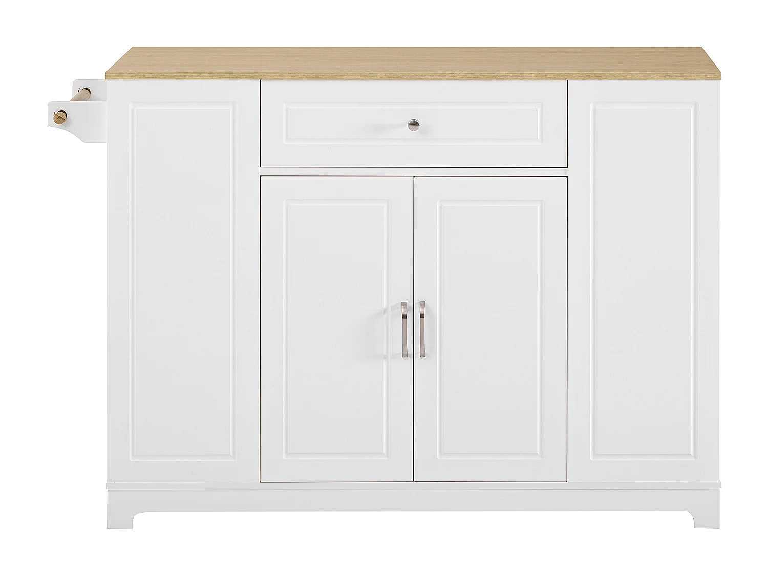 Isla de cocina con comedor extensible + cajones + 2 puertas - 131,8 x 40/70 x 93,9 cm - MDF - blanca