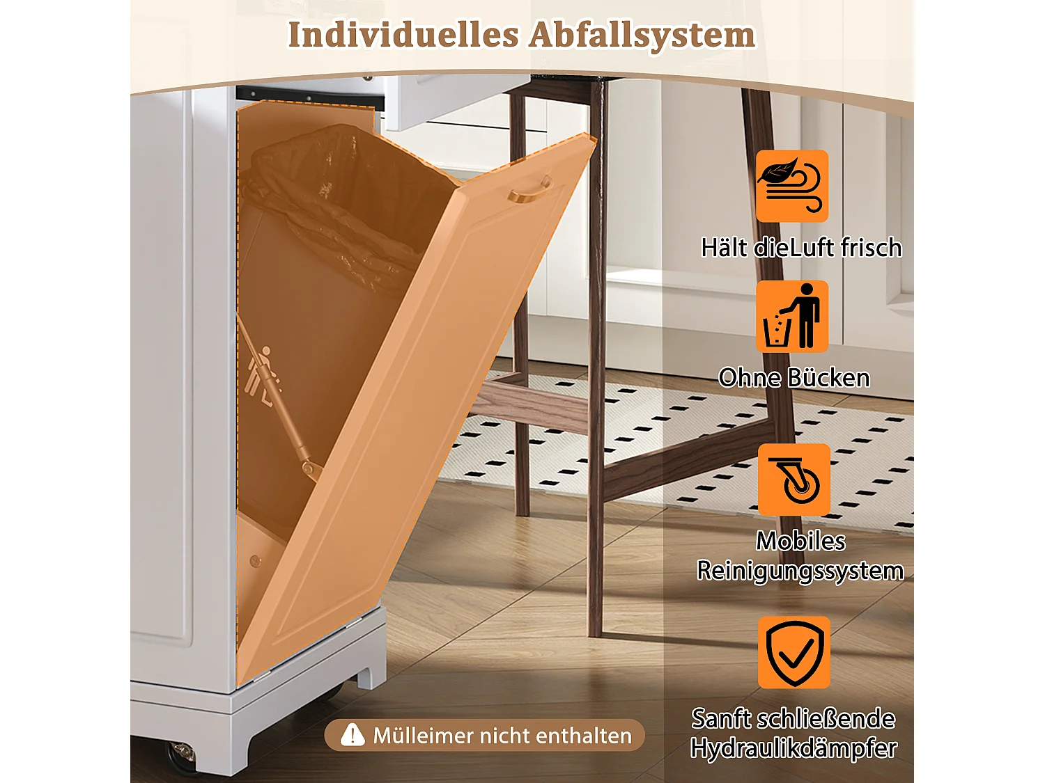 Kücheninsel mit ausziehbarer Essfläche, Schubladen und 2 Türen – 131,8 x 40/70 x 93,9 cm – MDF – weiß