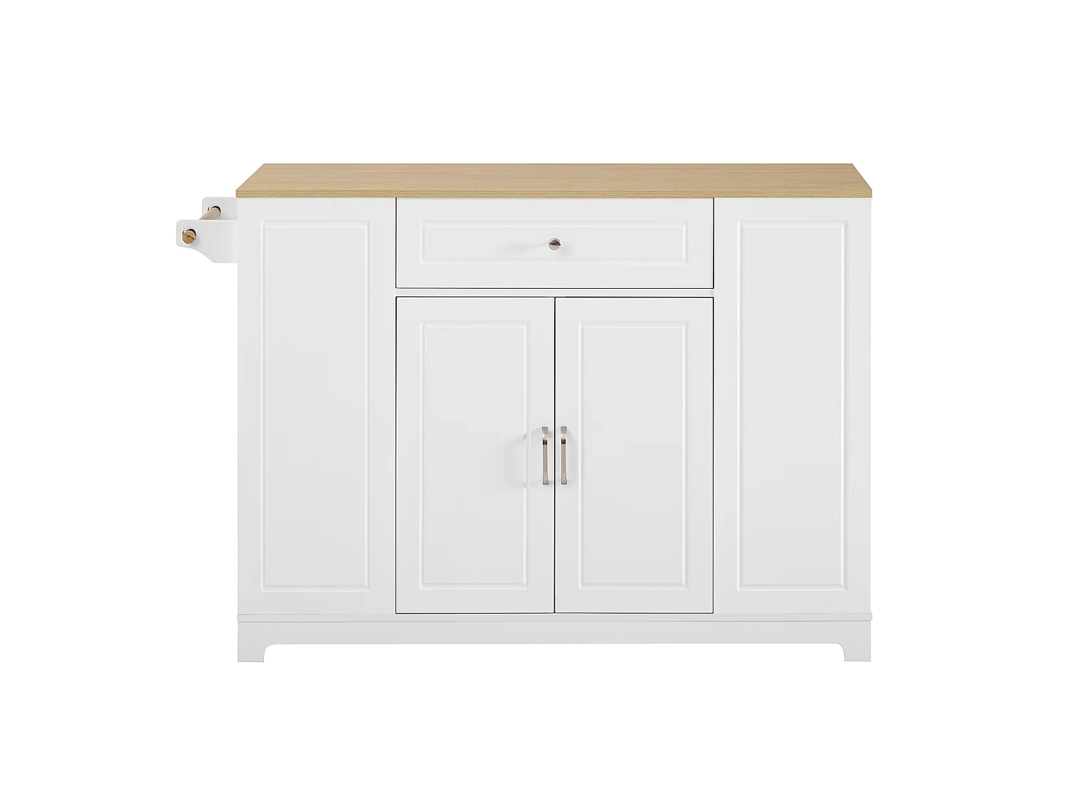 Îlot de cuisine avec espace repas extensible + tiroirs + 2 portes - 131.8 x 40/70 x 93.9 cm - MDF - blanc