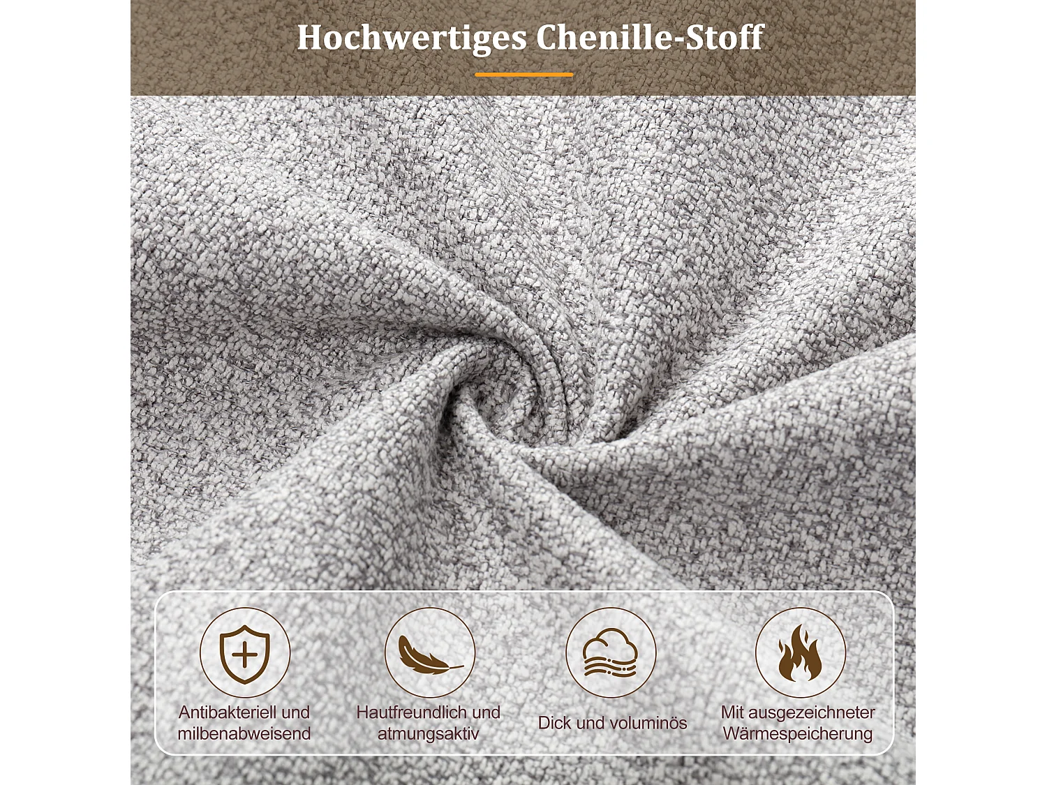 Kinder-Einzelbett mit Polsterung – 90 x 200 cm – mit gepolstertem Kopfteil und einer Schublade – Chenille – grau