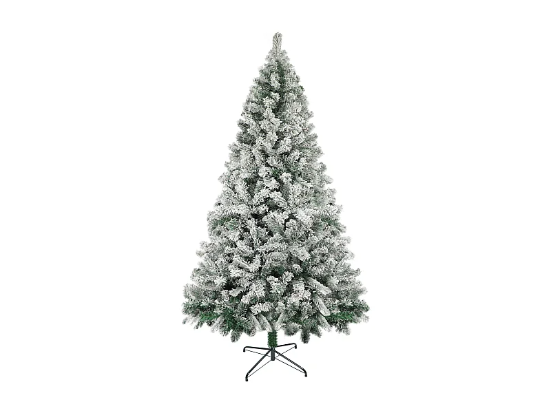 Árbol de Navidad nevado Nettlife de 210 cm, árbol artificial de PVC blanco nieve, fácil montaje con soporte metálico estable.
