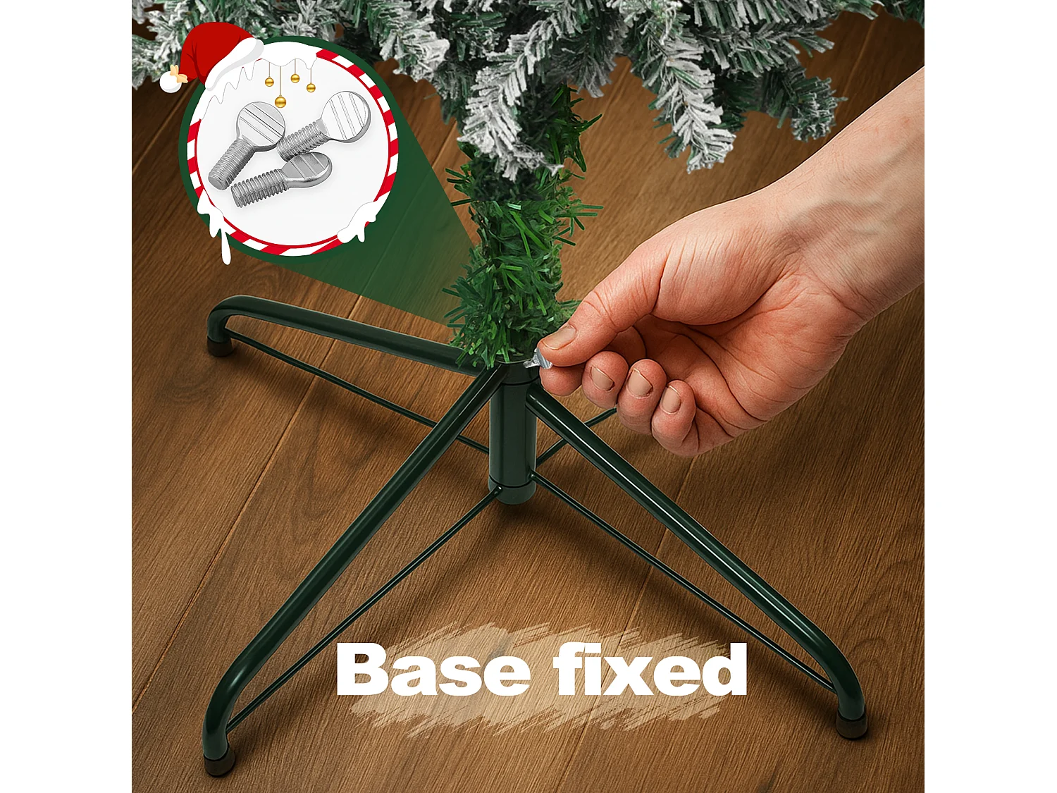 Nettlife Sapin de Noël Floqué 210 cm, Arbre Artificiel Blanc Enneigé en PVC, Montage Facile avec Support en Métal Stable.