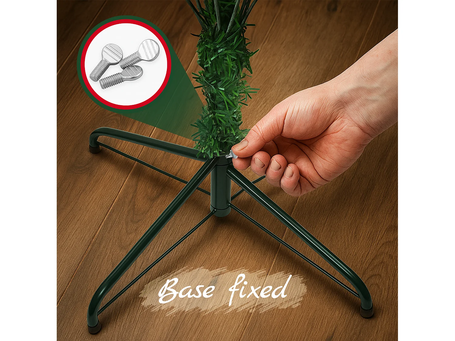 Sztuczna choinka Nettlife, 210 cm, ultrarealistyczne tworzywo PVC, szybki i łatwy montaż, zielona choinka na stabilnym metalowym stojaku.