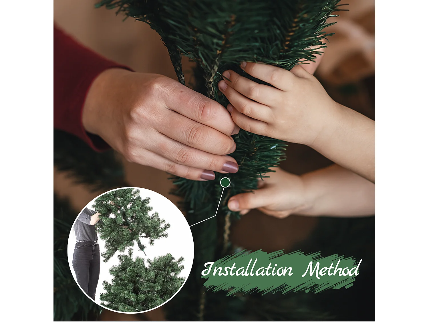 Sztuczna choinka Nettlife, 210 cm, ultrarealistyczne tworzywo PVC, szybki i łatwy montaż, zielona choinka na stabilnym metalowym stojaku.