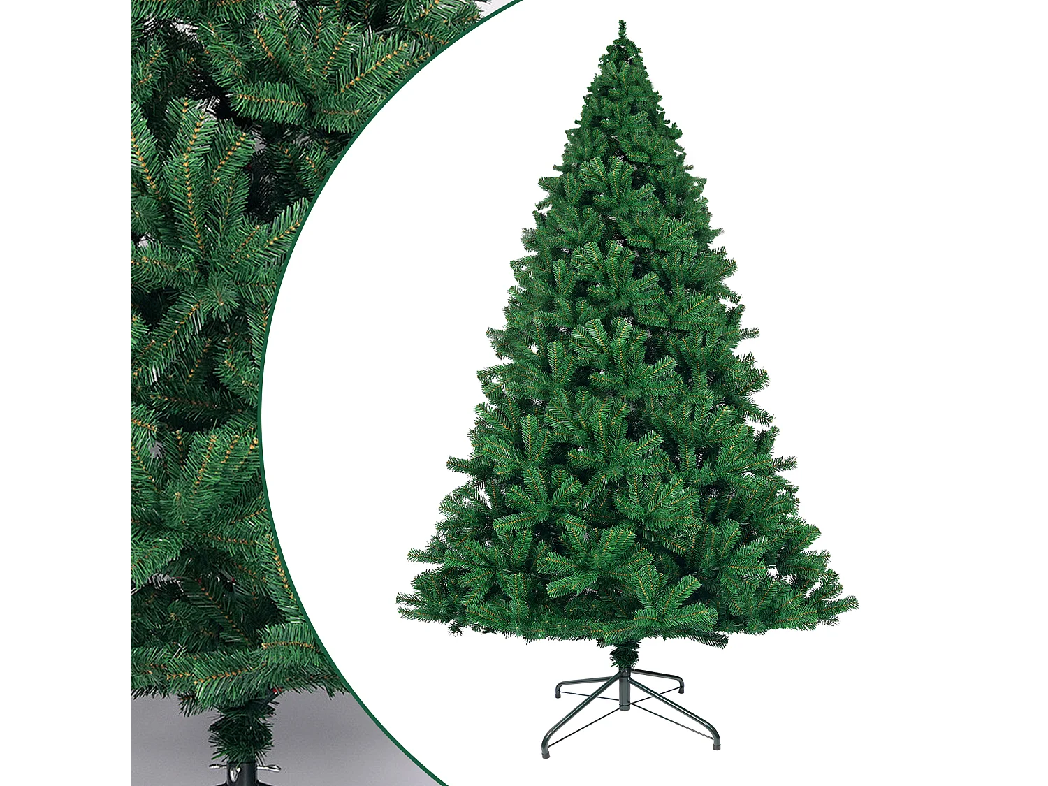 Nettlife Kunstkerstboom 210 cm, ultrarealistisch PVC, snelle en eenvoudige montage, groene kerstboom met stabiele metalen standaard.