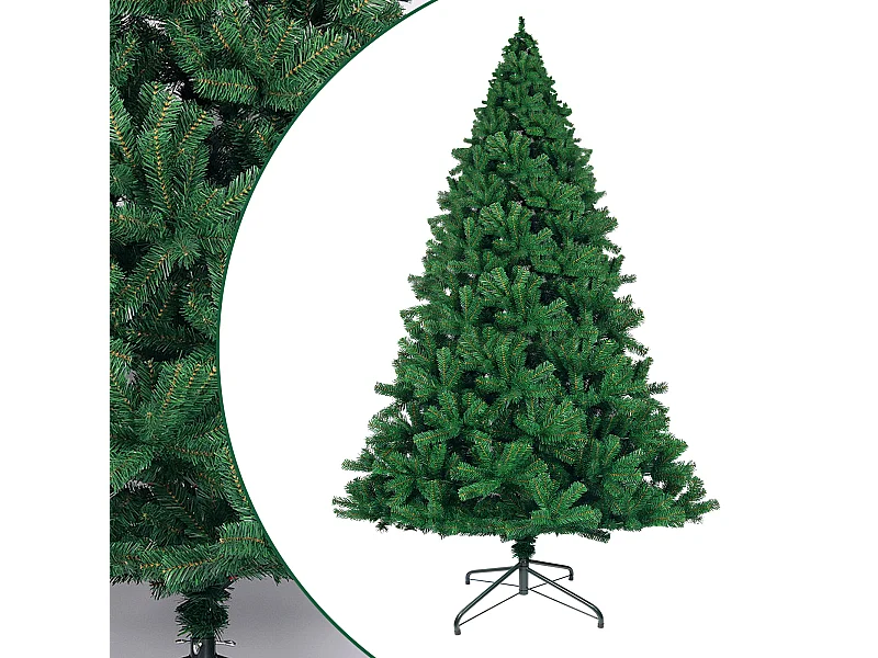 Nettlife Kunstkerstboom 210 cm, ultrarealistisch PVC, snelle en eenvoudige montage, groene kerstboom met stabiele metalen standaard.