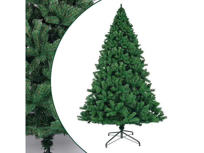 Nettlife Künstlicher Weihnachtsbaum 210 cm, ultrarealistisches PVC, schneller und einfacher Aufbau, grüner Weihnachtsbaum mit stabilem Metallständer.