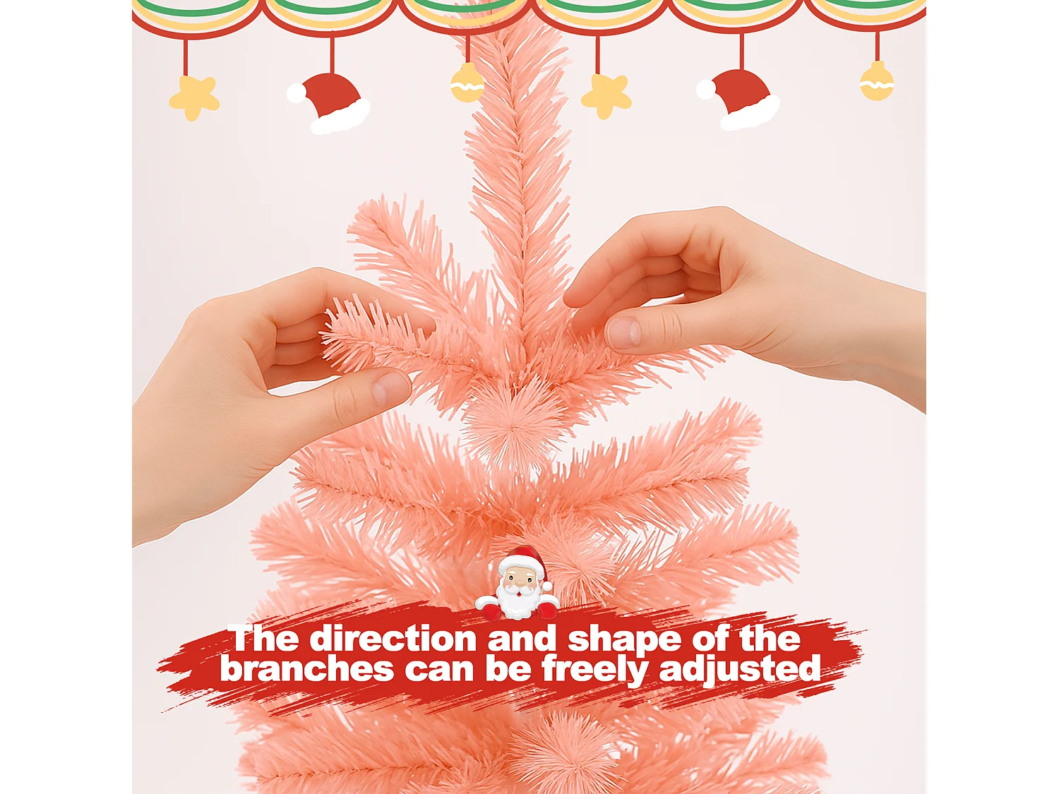 Nettlife Mini Sapin de Noël Rose 60 cm, Petit Arbre Artificiel en PVC pour Décoration de Table, Bureau et Fête.