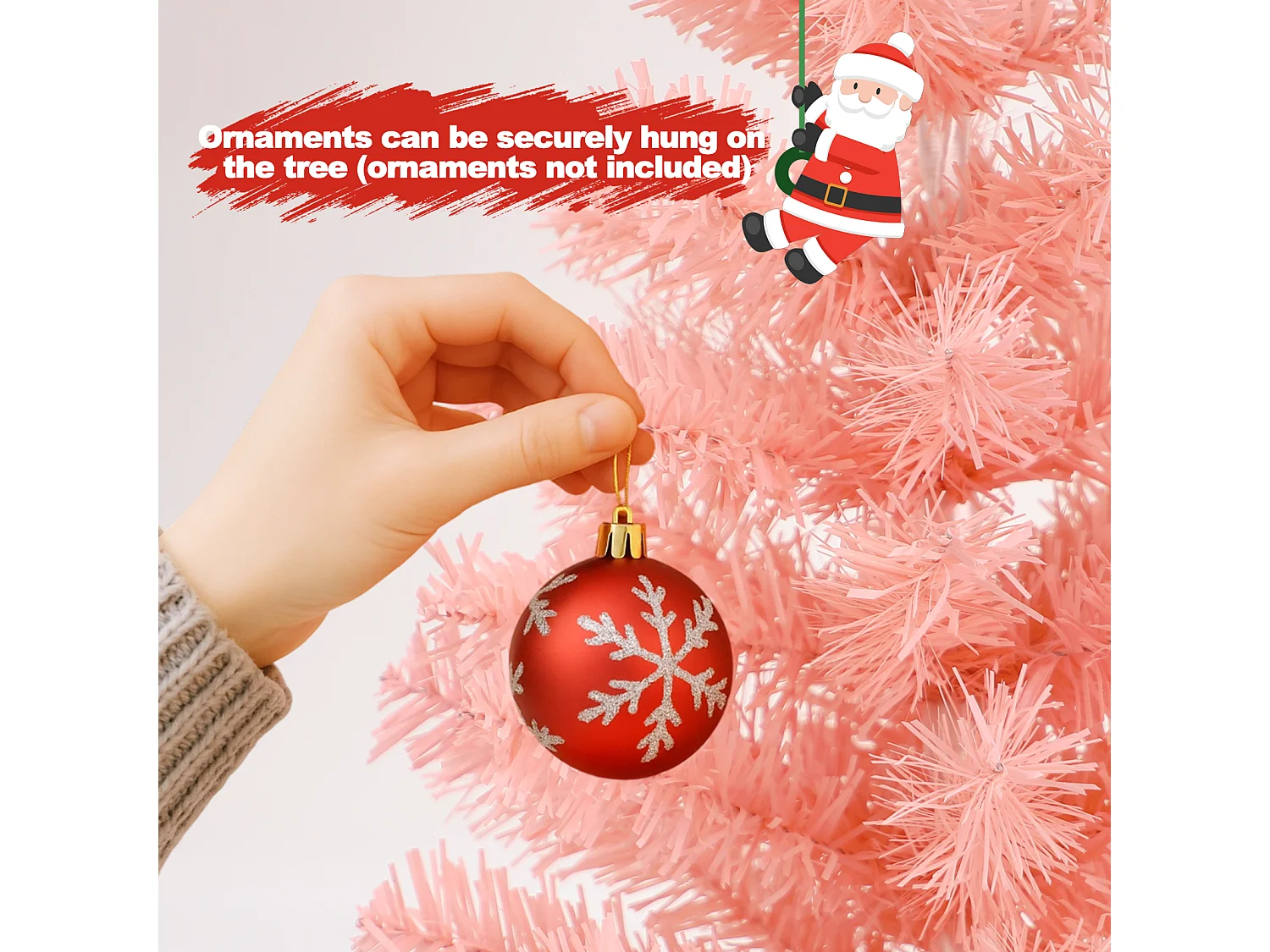 Nettlife Mini Sapin de Noël Rose 60 cm, Petit Arbre Artificiel en PVC pour Décoration de Table, Bureau et Fête.