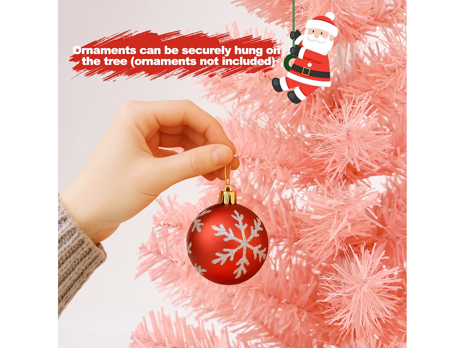 Nettlife Mini Sapin de Noël Rose 60 cm, Petit Arbre Artificiel en PVC pour Décoration de Table, Bureau et Fête.