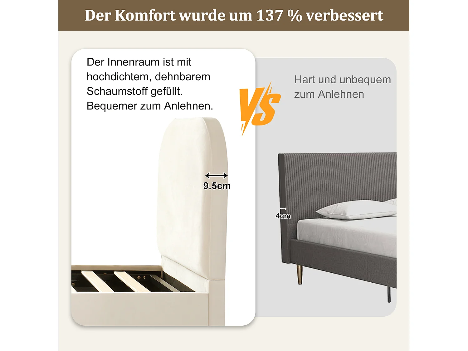 Kinderbed met opbergruimte - 90 x 200 cm - met gewatteerd hoofdeinde + hydraulische opbergruimte - fluweel - beige