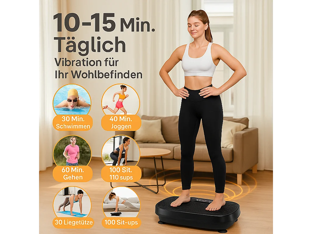 Nettlife Plateforme Vibrante 200W, Appareil Fitness avec 199 Niveaux & Haut-Parleur, Entraînement Complet à Domicile, Max 150 kg.