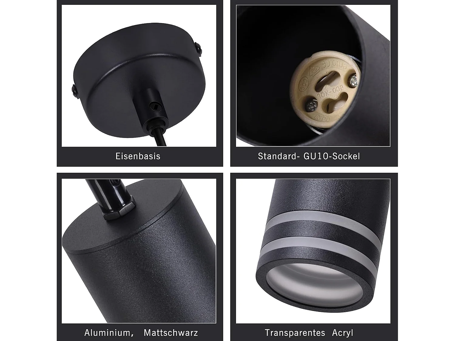 Lampa wisząca Nettlife GU10 Cylinder, 1 żarówka, nowoczesna aluminiowa lampa wisząca, regulowana wysokość