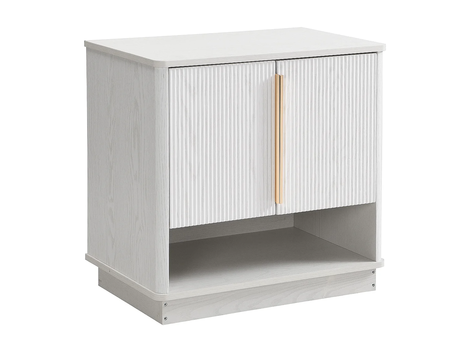 Moderner Schuhschrank 60x40x61 cm - 2 Türen - Offene Ablagefächer - Holzoptik-Finish - MDF - Weiß