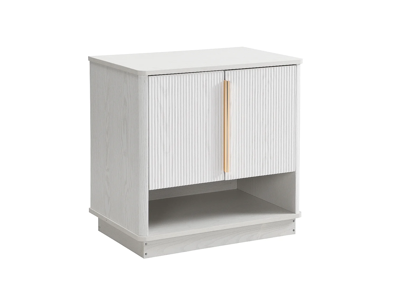 Meuble à chaussures moderne 60x40x61 cm - 2 portes - Étagères ouvertes - Finition imitation bois - MDF - Blanc