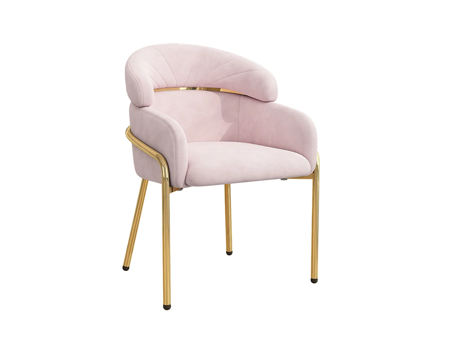 Spisestol - 45x53x79cm - Metalben - Fløjlsstof - Pink