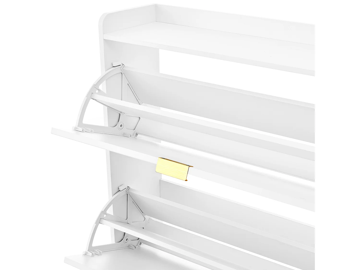 Meuble à chaussures 76x23x118cm - avec 3 grandes portes escamotables - blanc