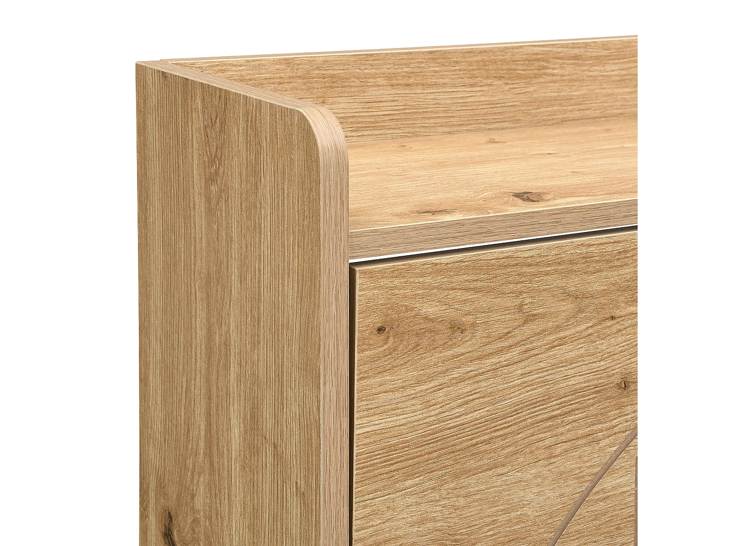 Moderner Schuhschrank 110×24×137,5 cm - mit 3 Klapptüren - mit Spiegel - Massivholzfüße - Natur