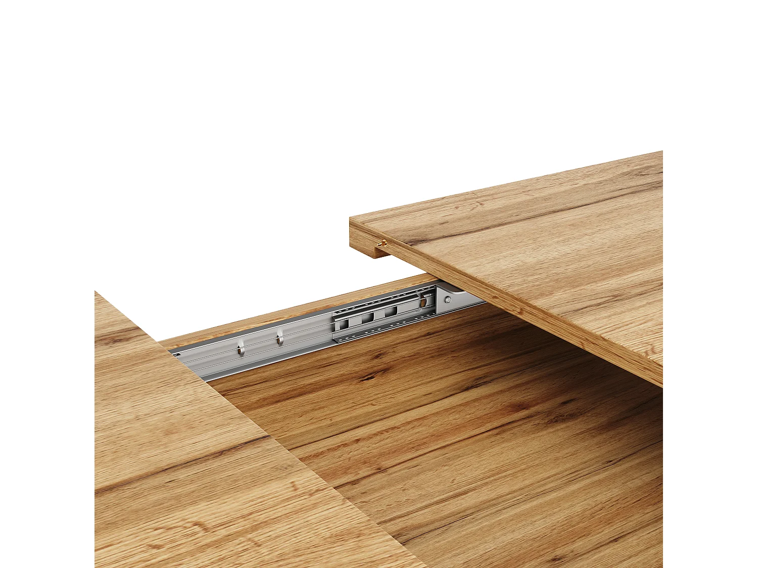 Table à manger extensible 120/160x75x75.5 cm - Pour 6 personnes - MDF + métal - Naturel