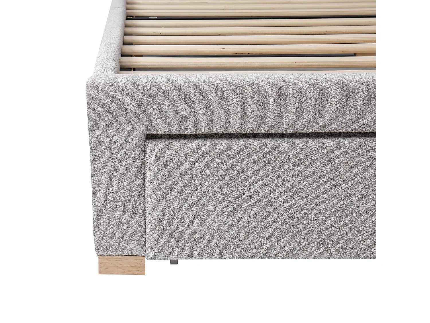 Lit enfant 90x200cm - avec tête de lit rembourrée - avec 1 tiroir - Tissu chenille - Gris (matelas non inclus)