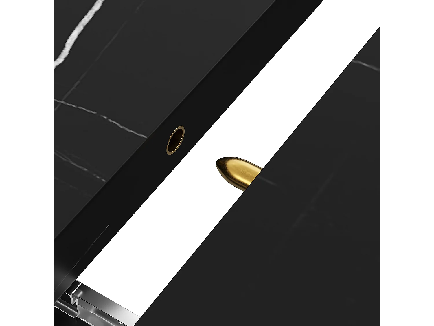 Table à manger extensible 120/160x80x76 cm - Pour 6 personnes - MDF + métal - Noir