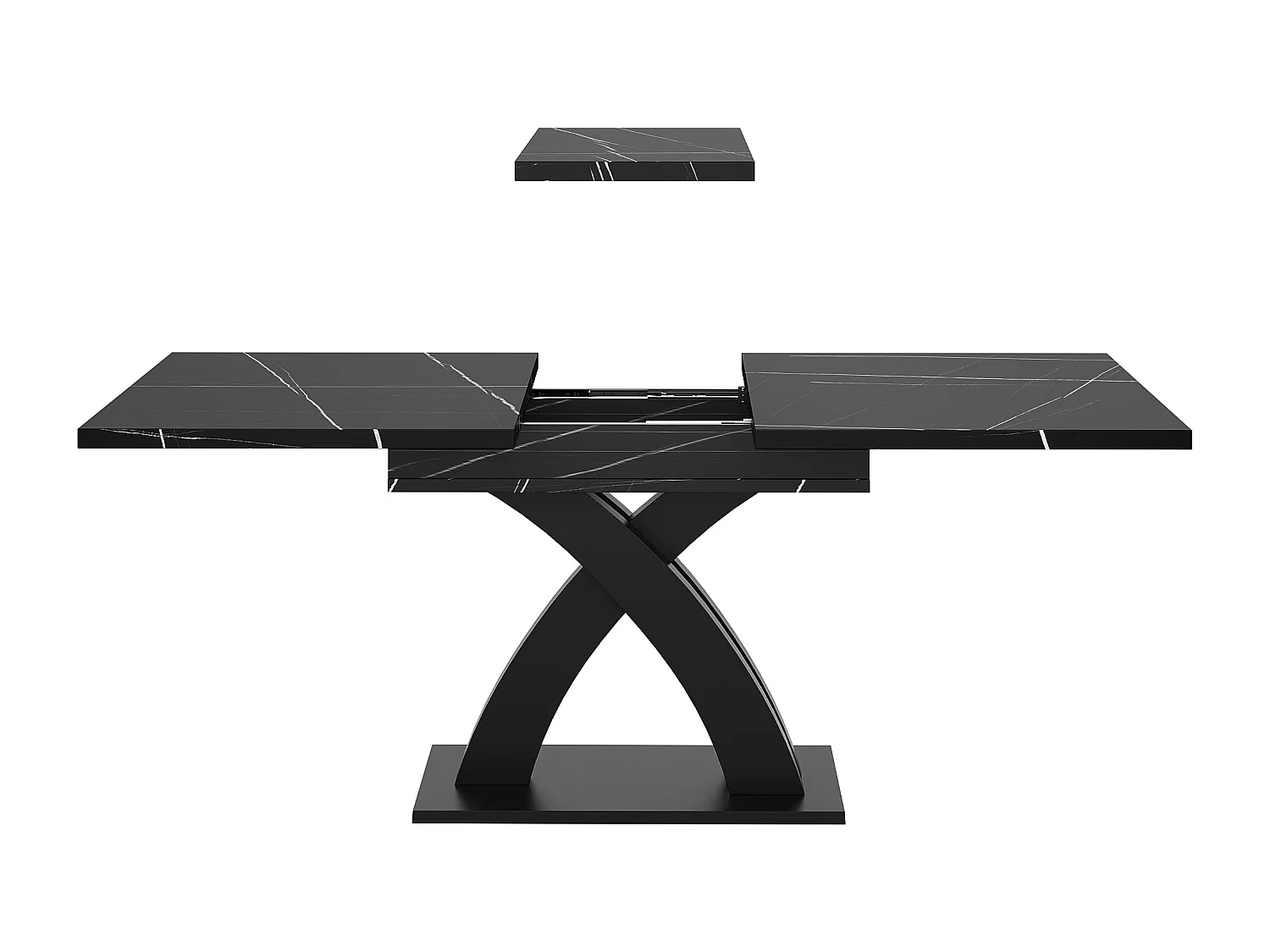 Table à manger extensible 120/160x80x76 cm - Pour 6 personnes - MDF + métal - Noir