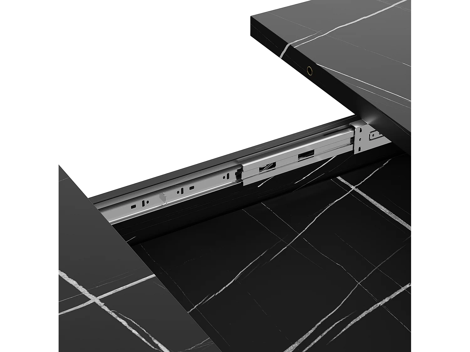 Table à manger extensible 120/160x80x76 cm - Pour 6 personnes - MDF + métal - Noir