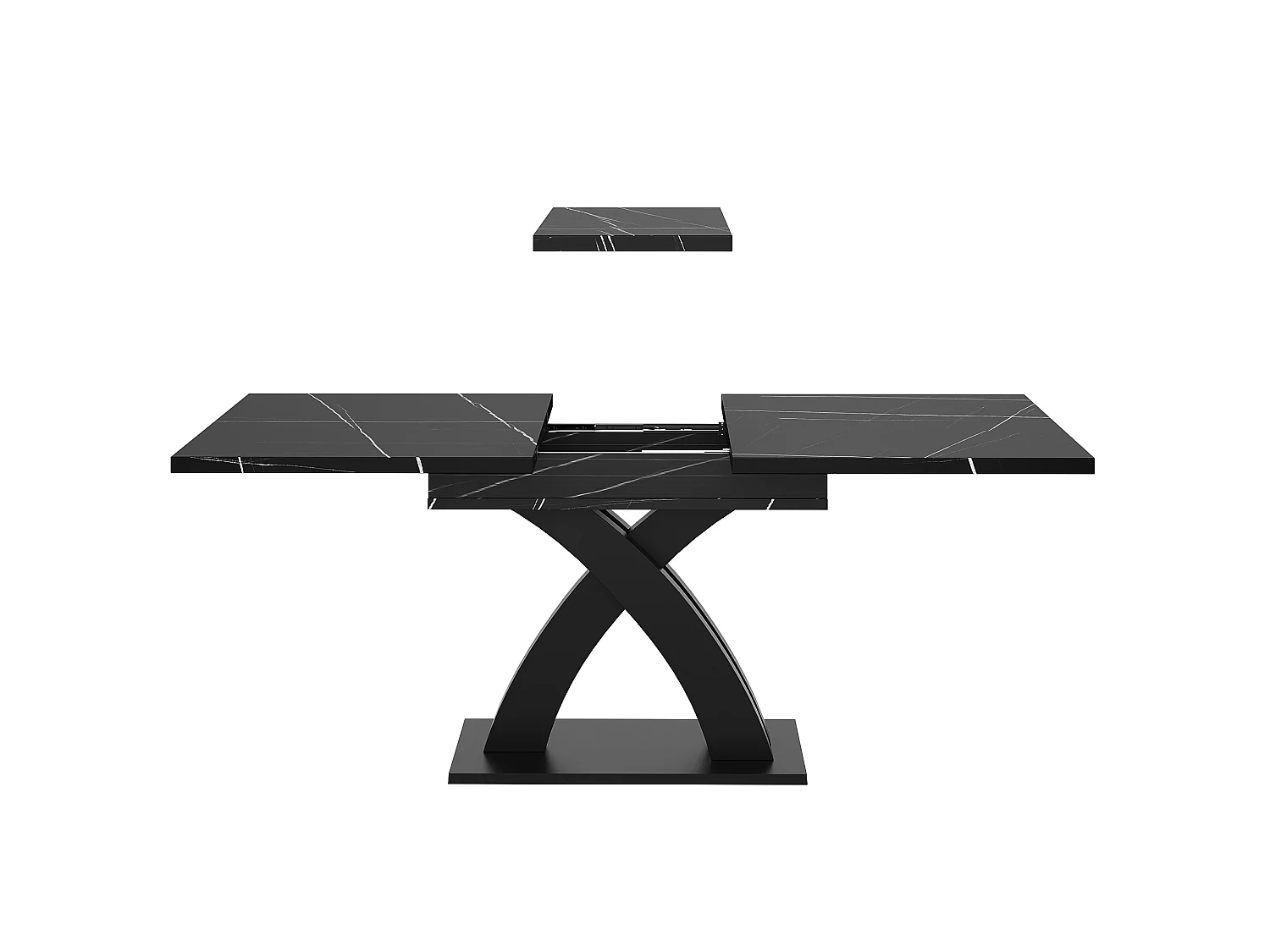 Table à manger extensible 120/160x80x76 cm - Pour 6 personnes - MDF + métal - Noir